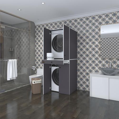 çamaşır-kurutma makinesi dolabı el kindi gri 187*070*60 çekmeceli kapaklı banyo