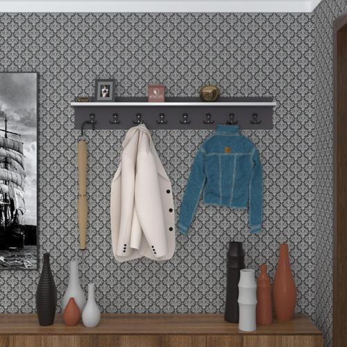 elbise askılığı askılık vettini100 gri 20*100*12 siyah 8 adet askı portmanto