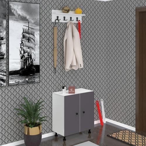 ayakkabılık cimcime4 gribyz 68*060*32 kapaklı 4 raflı 12 çift ayakkabı kapasitesi