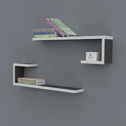 kitaplık kayra 015*060*20*2 gri duvar rafı