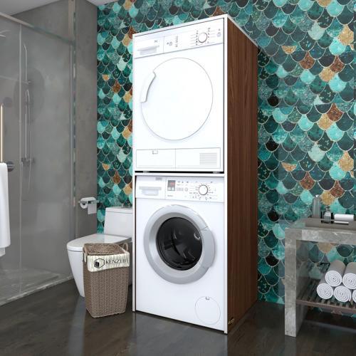 çamaşır-kurutma makinesi dolabı evgeniya cvz 180*70*60 banyo çift katlı kapaksız arkalıksız