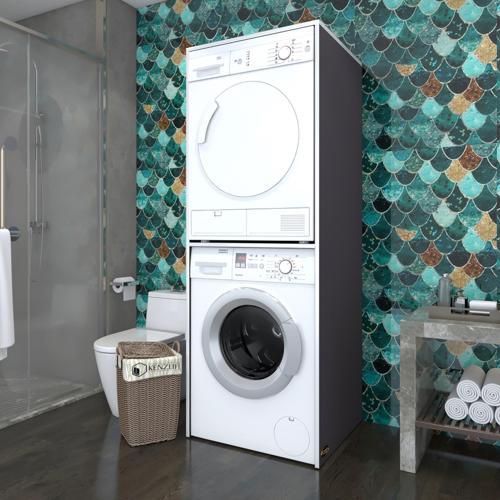 çamaşır-kurutma makinesi dolabı evgeniya gri 180*70*60 banyo çift katlı kapaksız arkalıksız