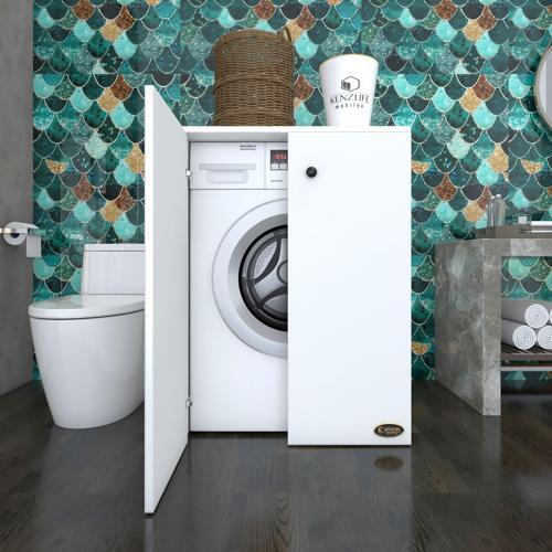 çamaşır&kurutma makinesi dolabı büyük boy kapaklı lubmila byz 100*80*70 banyo ofis kapaklı arkalıksız