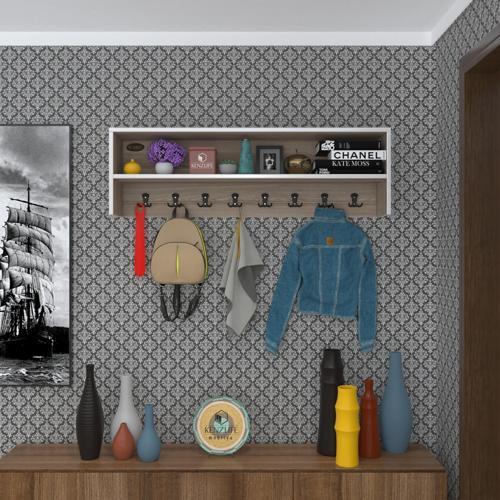elbise askılığı askılık zeytuni crd 35*100*20 siyah 8 adet askı portmanto raflı