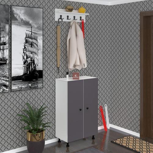 ayakkabılık cimcime6 gribyz 98*060*32 kapaklı 6 raflı 18 çift ayakkabı kapasitesi