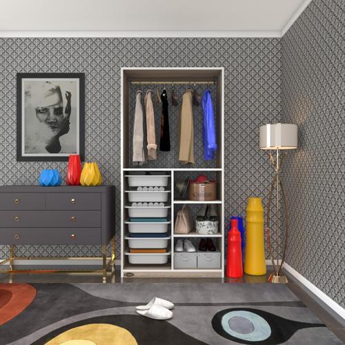 giysi dolabı yalın crd 180*090*30 kapaksız arkalıksız 6 sepetli