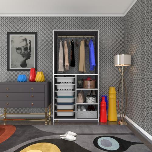 giysi dolabı yalın gri 180*090*30 kapaksız arkalıksız 6 sepetli