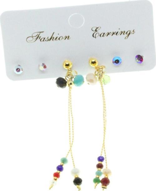 Altın Renk Kombin Asorti Boncuk Küpe - 2816