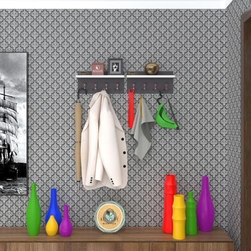 elbise askılığı karayemiş2 gri 26*076*12 vestiyer portmanto askı askılık 8 adet askı