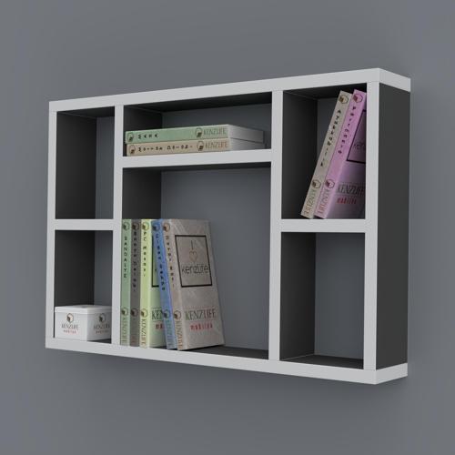kitaplık neşve 040*060*20 gri duvar rafı