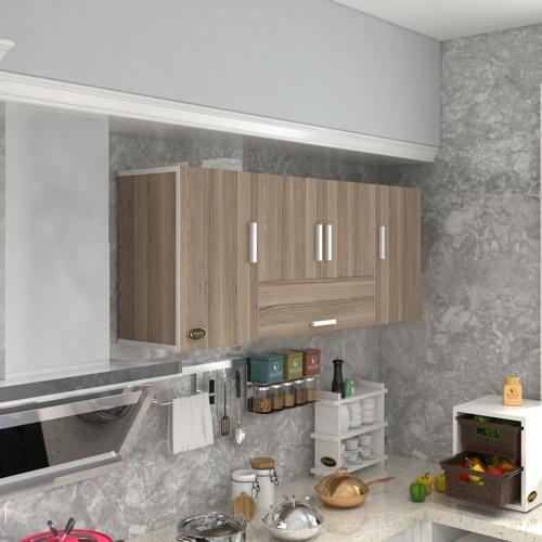 hazır mutfak acus22 crd 060*150*22 mutfak banyo dolabı kapaklı raflı