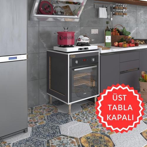 ankastre modülü kabini esena mono3 gri 89-81*60*56 fırın ocak dolabı ayarlı ayaklı üstü kapalı