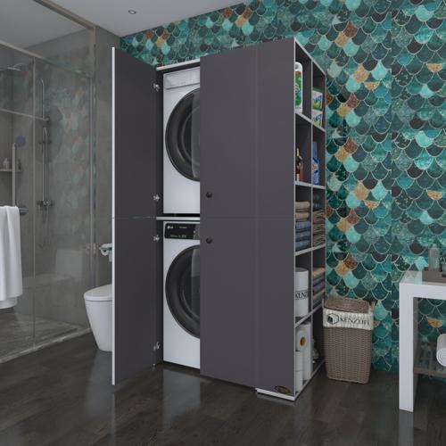 çamaşır-kurutma makinesi dolabı kapaklı fedyenka gri 180*090*60 banyo arkalıksız