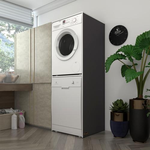 çamaşır-bulaşık makinesi dolabı katinka gri 180*70*60 banyo çift katlı kapaksız arkalıksız