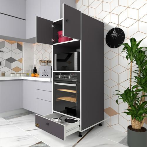 fırın dolabı kamile gri 162*60*56 mutfak çekmeceli ayaklı banyo kiler ofis