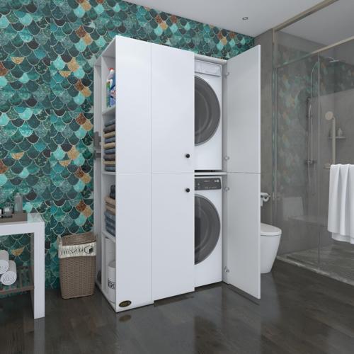 çamaşır-kurutma makinesi dolabı kapaklı foka sol byz 180*090*60 banyo arkalıksız