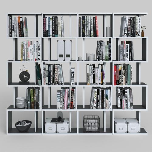 kitaplık raf diba4 gri 129X160x19 banyo kiler ofis (m)
