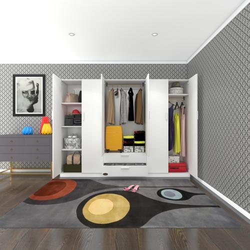 gardırop 6 kapılı çekmeceli begonvil240 byz kapaklı gardolap dolap