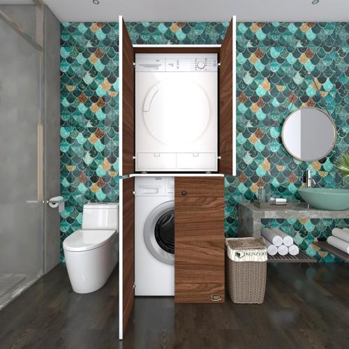 çamaşır-kurutma makinesi dolabı kapaklı jelena cvz 180*70*60 banyo çift katlı arkalıksız