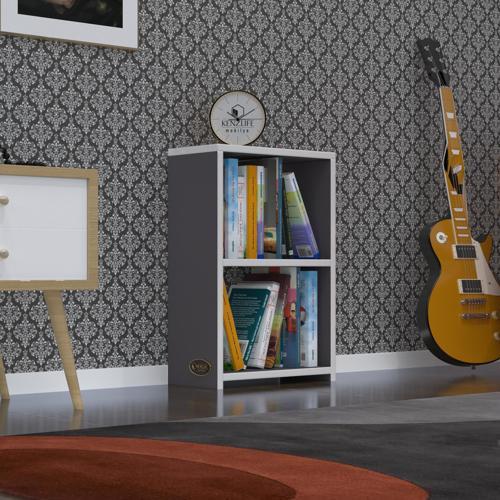 kitaplık süper ga 060*40*19 gri 2 katlı tek bölme ofis mutfak banyo dolabı arkalıksız