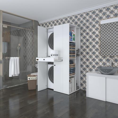 çamaşır-kurutma makinesi dolabı ahi evranmdf sağ byz 187*090*60 çekmeceli % 100 FULL MDF