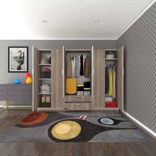 gardırop 6 kapılı çekmeceli begonvil240 crd kapaklı gardolap dolap