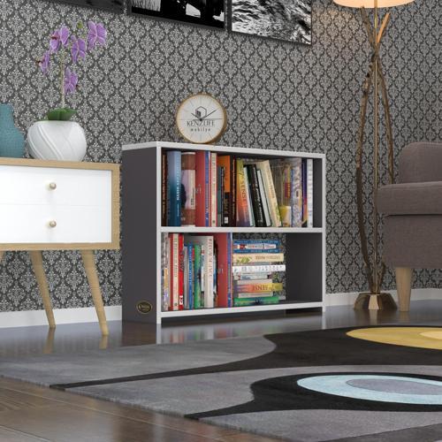 kitaplık süper ga 060*80*19 gri 2 katlı tek bölme ofis mutfak banyo dolabı arkalıksız