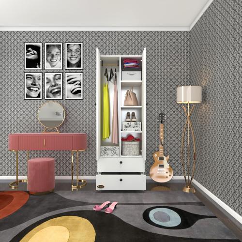 gardırop 2 kapılı 2 çekmeceli nilüfer byz 173*60*42 gardolap dolap ofis kapaklı