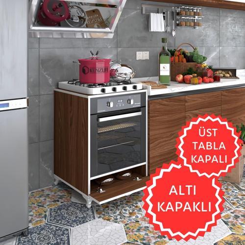 ankastre modülü kabini krom cvz fırın ocak dolabı kapaklı ayaklı sabit tabla