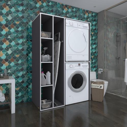 çamaşır-kurutma makinesi dolabı alyusha sol gri 180*120*60 banyo kapaksız arkalıksız