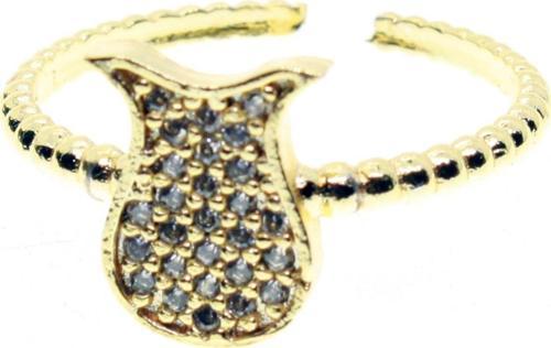 Altın Renk Lale Motif Zirkon Yüzük Ayarlabilir Her Parmağa Olur - 1517