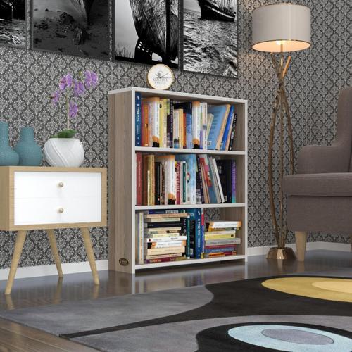 kitaplık süper ga 090*80*19 crd 3 katlı tek bölme ofis mutfak banyo dolabı arkalıksız