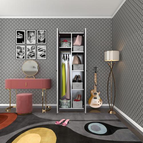 gardırop 2 kapılı kapaklı leylak gri 173*60*42 gardolap dolap ofis