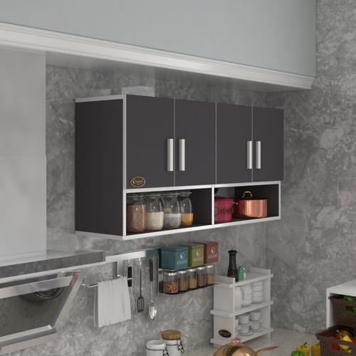 hazır mutfak vesper gri 060*120*32 mutfak banyo dolabı kapaklı raflı