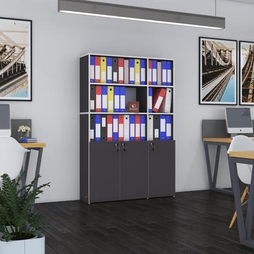 klasör dolabı kilitli alpdem gri 175*120*30 klasörlük kitaplık ofis arkalıksız