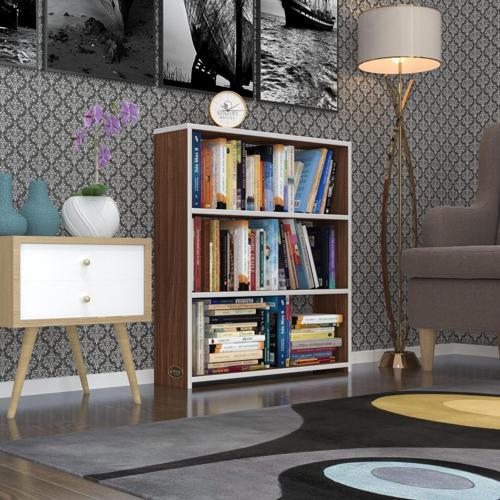 kitaplık süper ga 090*80*19 cvz 3 katlı tek bölme ofis mutfak banyo dolabı arkalıksız