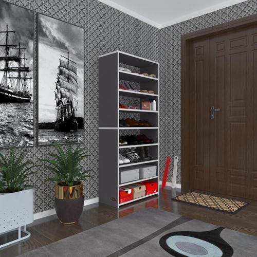 ayakkabılık goya gri 160*70*30 arkalıksız ayakkabı ofis dolabı iki bölme