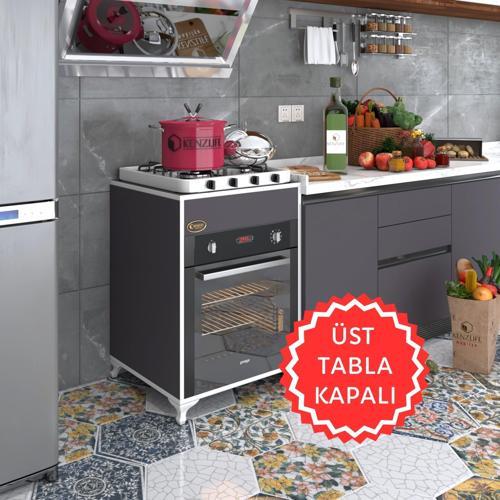 ankastre modülü kabini lantanyum gri fırın ocak dolabı sabit tabla ayaklı