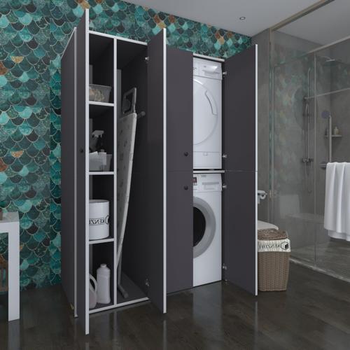 çamaşır-kurutma makinesi dolabı kapaklı yaromira sol gri 180*120*60 banyo arkalıksız