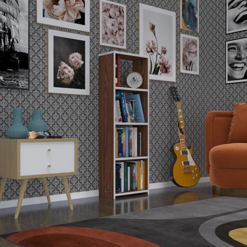 kitaplık süper ga 120*40*19 cvz 4 katlı tek bölme ofis mutfak banyo dolabı arkalıksız