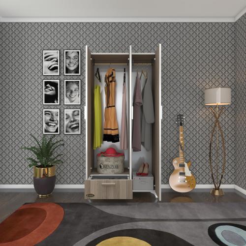 gardırop 3 kapaklı kapılı çekmeceli yasemin 168*80*42 crd ayaklı gardolap dolap