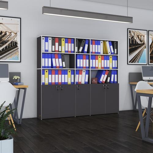 klasör dolabı kilitli gökbörü gri 175*200*30 klasörlük kitaplık ofis arkalıksız