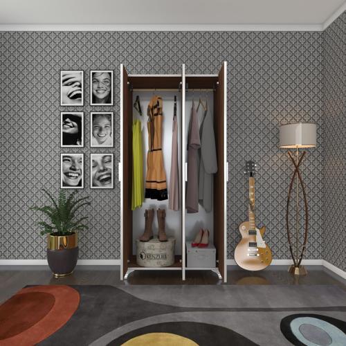 gardırop 3 kapaklı kapılı menekşe 168*80*42 cvz ayaklı gardolap dolap