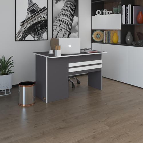 ofis masası kamikaze gri sağ 75*130*80 raflı dolap şeritli bilgisayar çalışma masası