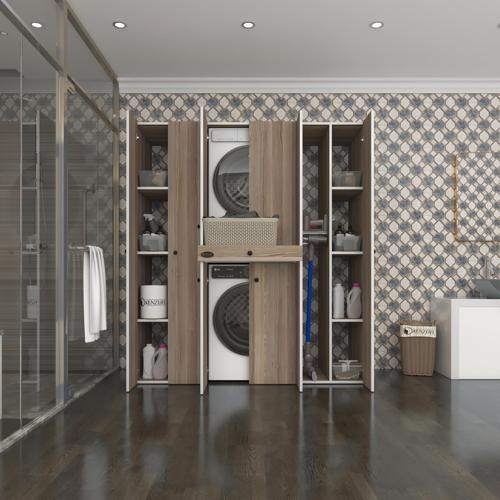 çamaşır-kurutma makinesi dolabı nazzam crd 187*170*60 çekmeceli raflı banyo