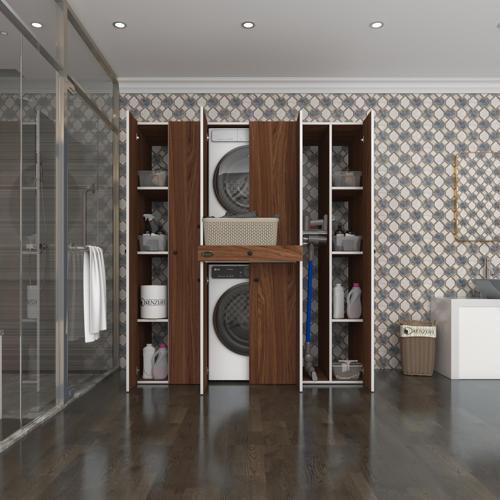 çamaşır-kurutma makinesi dolabı nazzam cvz 187*170*60 çekmeceli raflı banyo