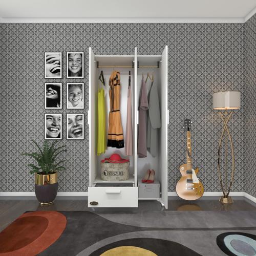 gardırop 3 kapılı 1 çekmeceli yasemin 168*80*42 byz ayaklı gardolap dolap ofis kapaklı