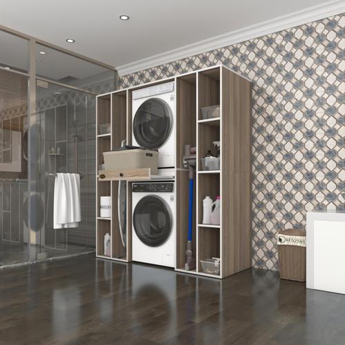 çamaşır-kurutma makinesi dolabı sadra crd 187*170*60 çekmeceli raflı banyo