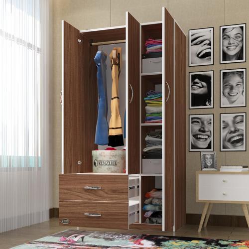 gardırop 3 kapılı 2 çekmeceli fesleğen 180*120*52 cvz XLARGE kapaklı gardolap dolap