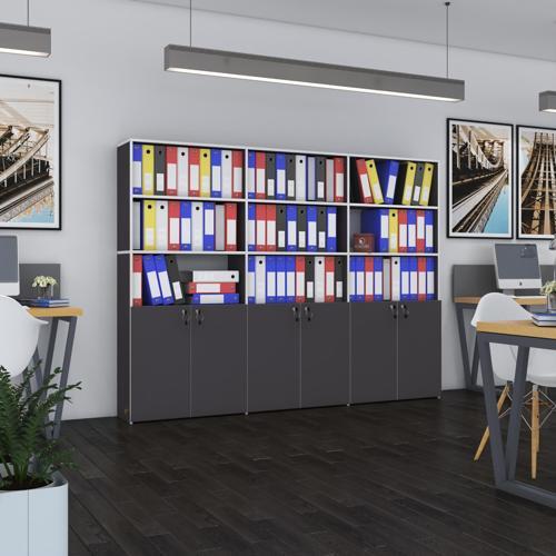 klasör dolabı kilitli kutalmış gri 175*240*30 klasörlük kitaplık ofis arkalıksız